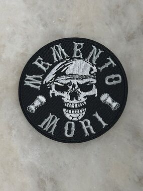 Memento Mori Black and White Skull Patch